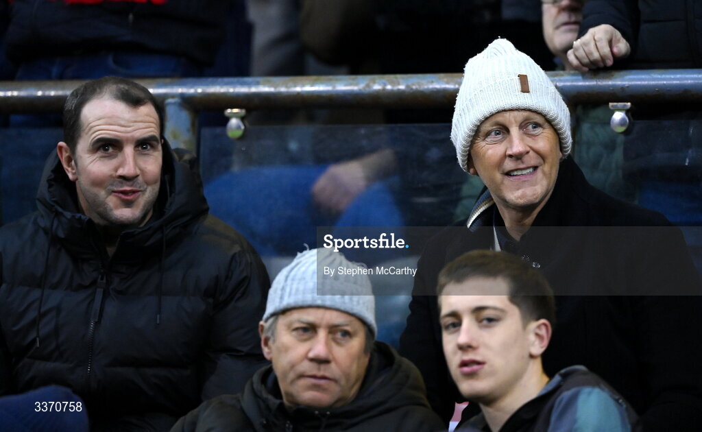 27 February 2026; Republic of Ireland head coach Heimir Hallgrimsson, right, and Republic of Ireland assistant coach John O'Shea before the SSE Airtricity Men's Premier Division match between Bohemians and Shamrock Rovers at Dalymount Park in Dublin. Photo by Stephen McCarthy/Sportsfile