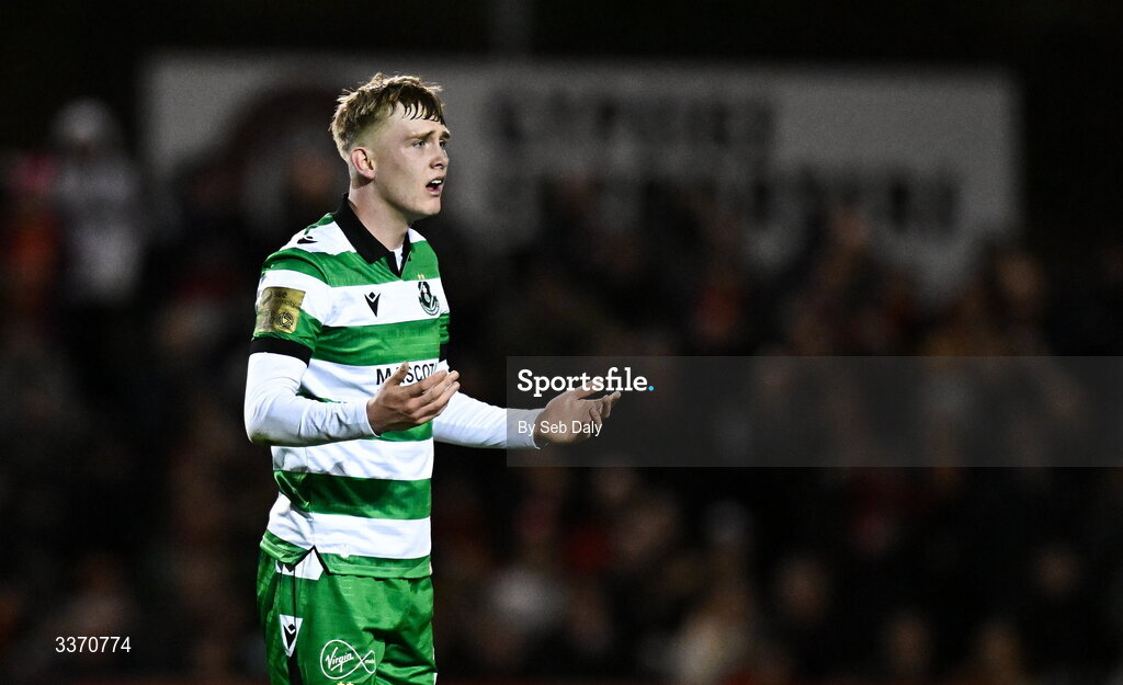 27 February 2026; Michael Noonan of Shamrock Rovers during the SSE Airtricity Men's Premier Division match between Bohemians and Shamrock Rovers at Dalymount Park in Dublin. Photo by Seb Daly/Sportsfile
