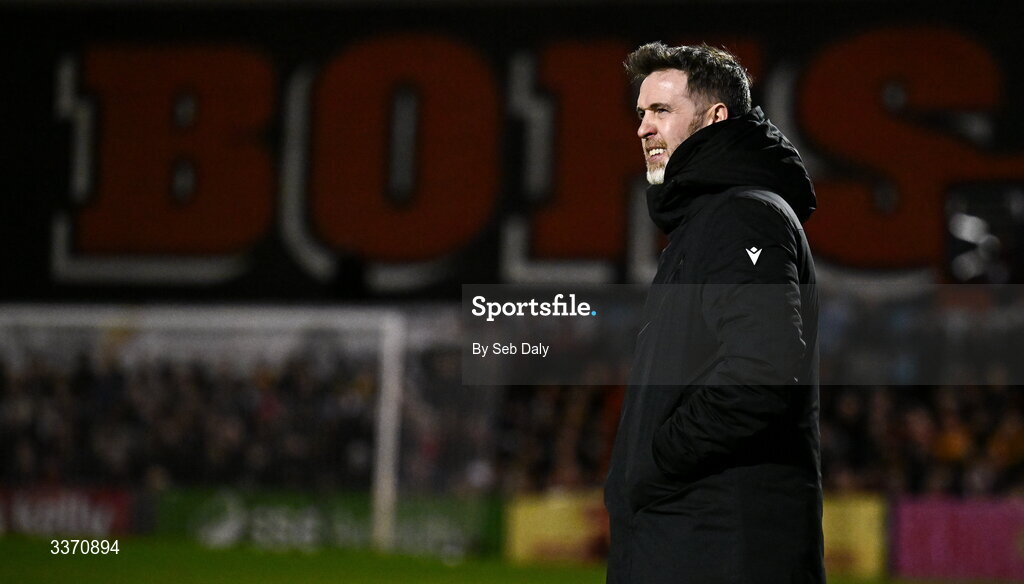 27 February 2026; Shamrock Rovers manager Stephen Bradley during the SSE Airtricity Men's Premier Division match between Bohemians and Shamrock Rovers at Dalymount Park in Dublin. Photo by Seb Daly/Sportsfile