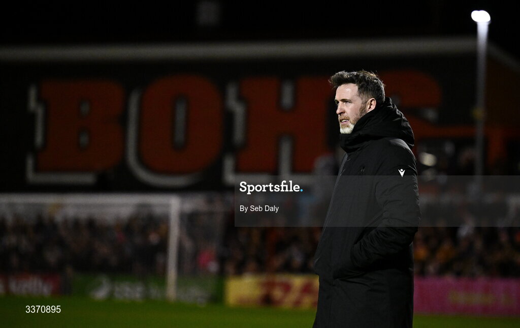 27 February 2026; Shamrock Rovers manager Stephen Bradley during the SSE Airtricity Men's Premier Division match between Bohemians and Shamrock Rovers at Dalymount Park in Dublin. Photo by Seb Daly/Sportsfile