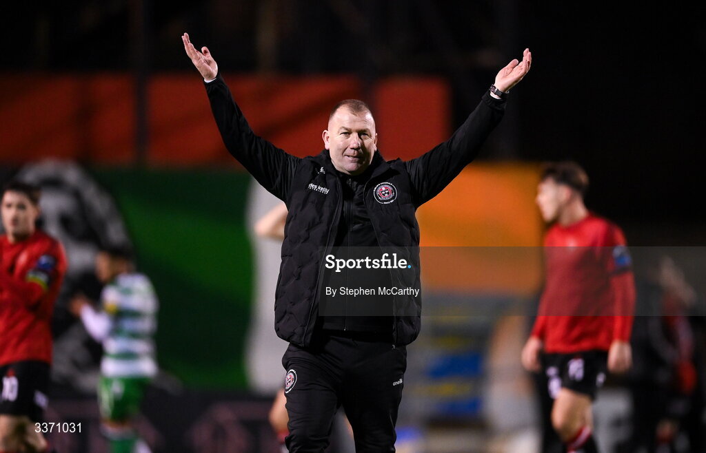 27 February 2026; Bohemians manager Alan Reynolds after the SSE Airtricity Men's Premier Division match between Bohemians and Shamrock Rovers at Dalymount Park in Dublin. Photo by Stephen McCarthy/Sportsfile