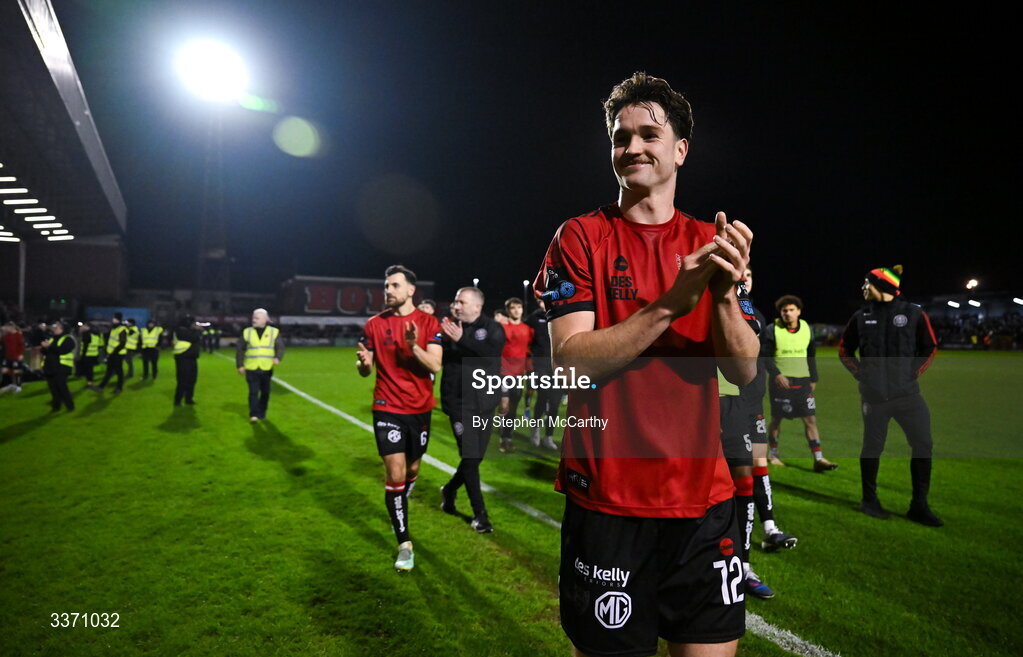 27 February 2026; Patrick Hickey of Bohemians after the SSE Airtricity Men's Premier Division match between Bohemians and Shamrock Rovers at Dalymount Park in Dublin. Photo by Stephen McCarthy/Sportsfile