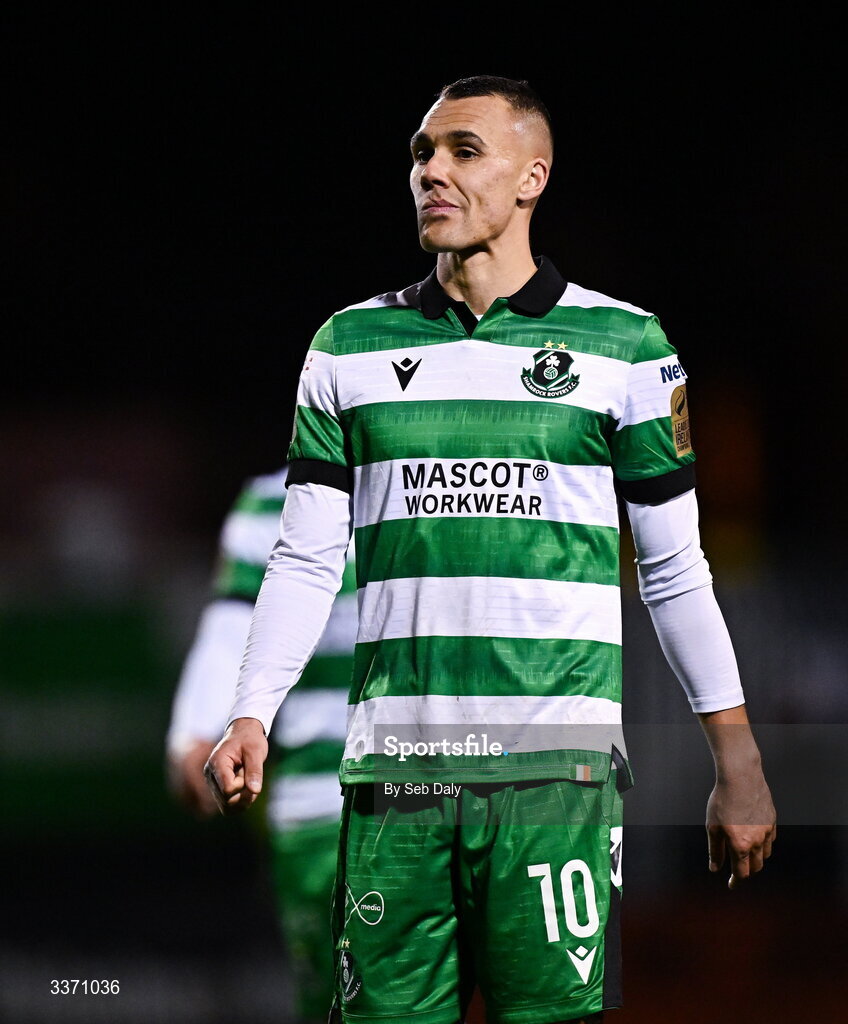 27 February 2026; Graham Burke of Shamrock Rovers after during the SSE Airtricity Men's Premier Division match between Bohemians and Shamrock Rovers at Dalymount Park in Dublin. Photo by Seb Daly/Sportsfile