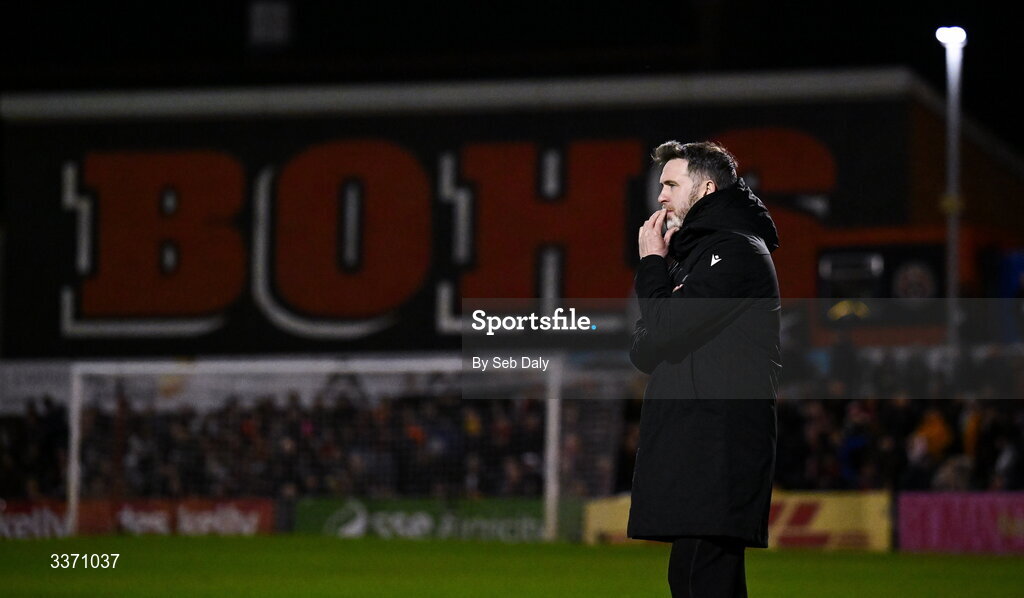 27 February 2026; Shamrock Rovers manager Stephen Bradley after the SSE Airtricity Men's Premier Division match between Bohemians and Shamrock Rovers at Dalymount Park in Dublin. Photo by Seb Daly/Sportsfile