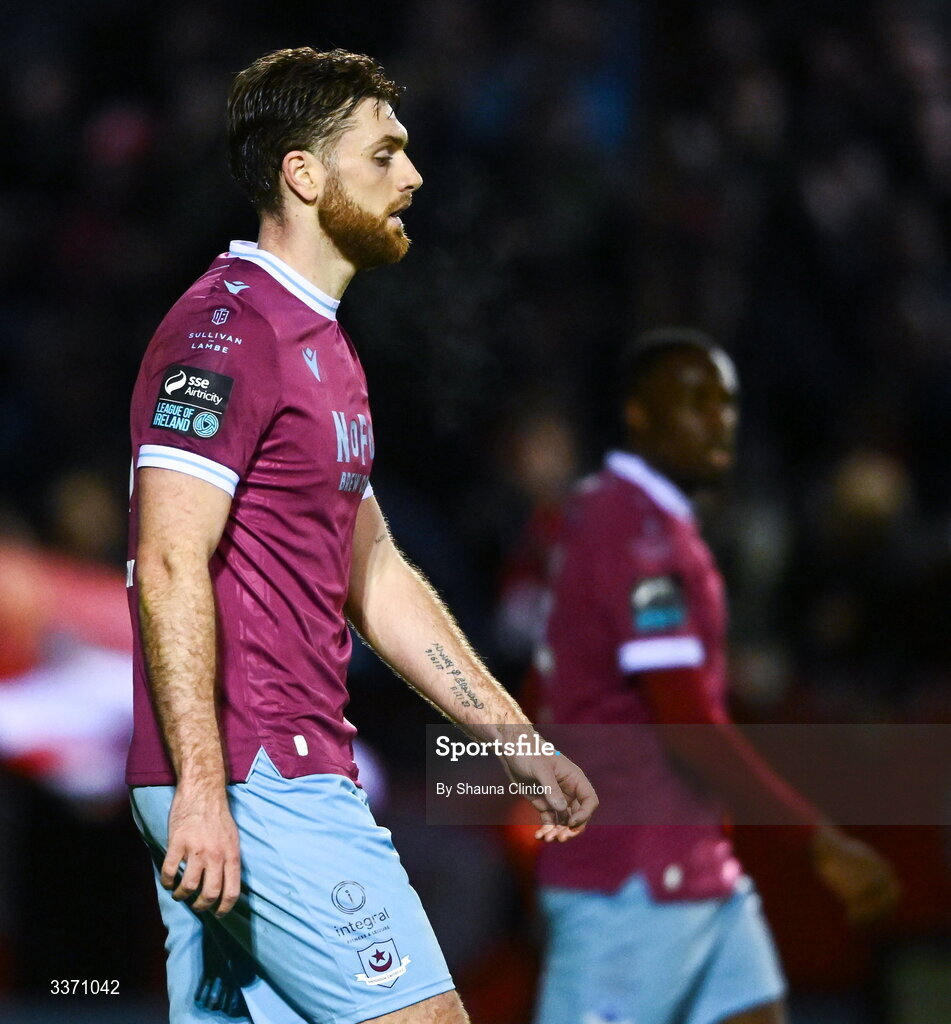 27 February 2026; Conor Keely of Drogheda United during the SSE Airtricity Men's Premier Division match between Drogheda United and Shelbourne at Sullivan & Lambe Park in Drogheda, Louth. Photo by Shauna Clinton/Sportsfile