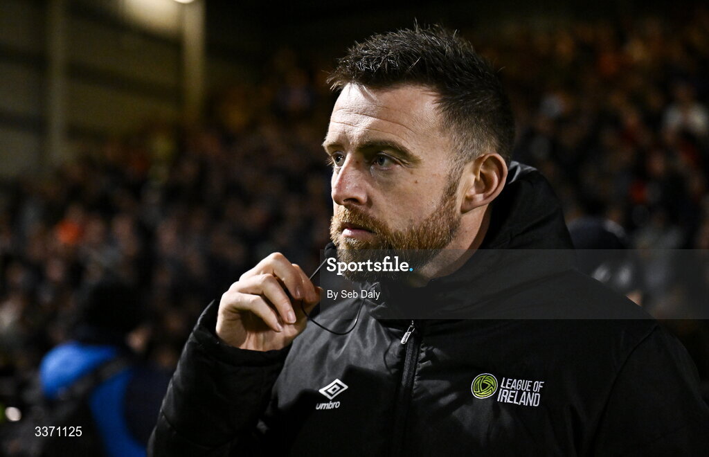 27 February 2026; Fourth official Declan Toland before the SSE Airtricity Men's Premier Division match between Bohemians and Shamrock Rovers at Dalymount Park in Dublin. Photo by Seb Daly/Sportsfile