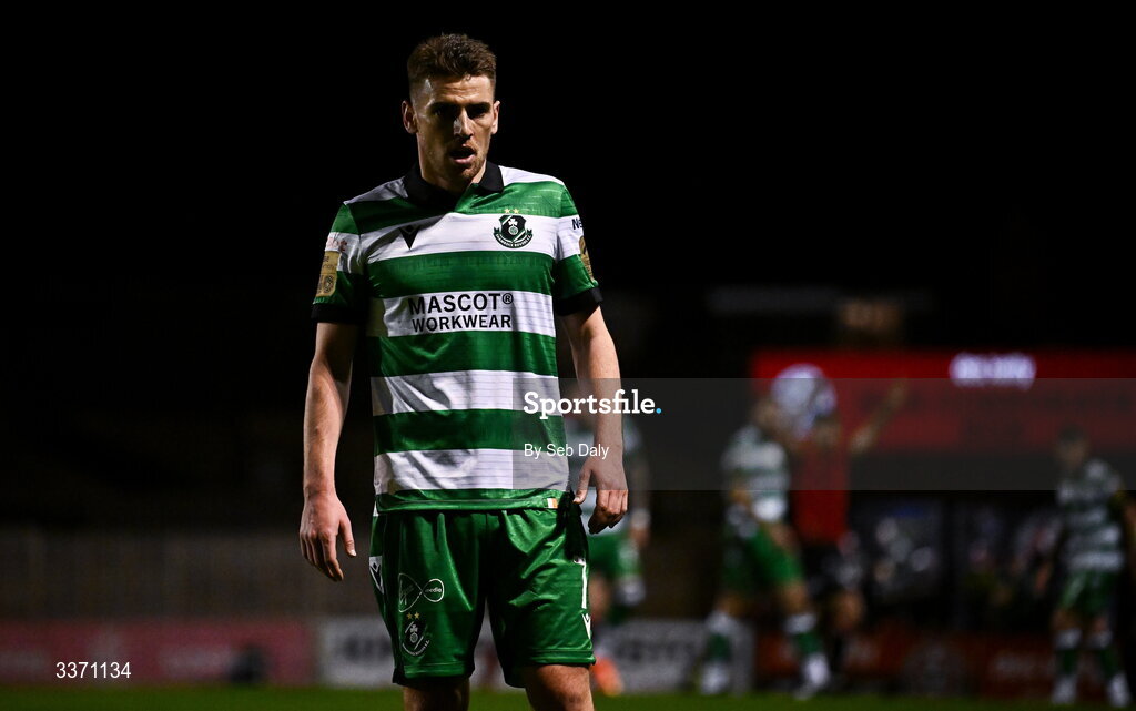 27 February 2026; Dylan Watts of Shamrock Rovers during the SSE Airtricity Men's Premier Division match between Bohemians and Shamrock Rovers at Dalymount Park in Dublin. Photo by Seb Daly/Sportsfile