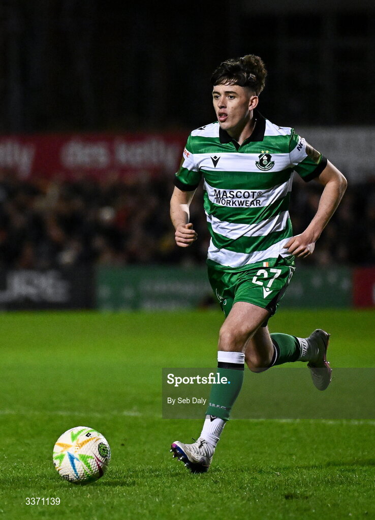 27 February 2026; Cory O'Sullivan of Shamrock Rovers during the SSE Airtricity Men's Premier Division match between Bohemians and Shamrock Rovers at Dalymount Park in Dublin. Photo by Seb Daly/Sportsfile