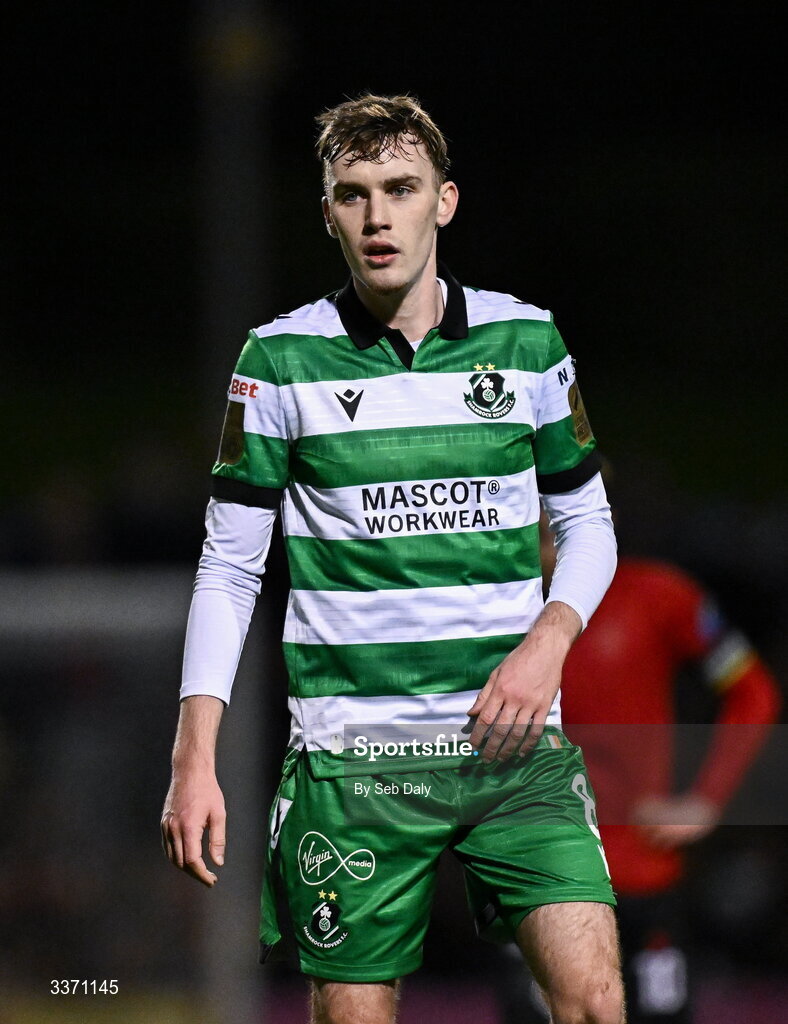 27 February 2026; Matt Healy of Shamrock Rovers during the SSE Airtricity Men's Premier Division match between Bohemians and Shamrock Rovers at Dalymount Park in Dublin. Photo by Seb Daly/Sportsfile