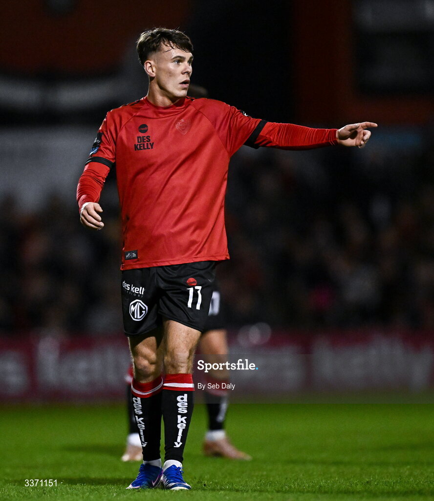 27 February 2026; Dayle Rooney of Bohemians during the SSE Airtricity Men's Premier Division match between Bohemians and Shamrock Rovers at Dalymount Park in Dublin. Photo by Seb Daly/Sportsfile