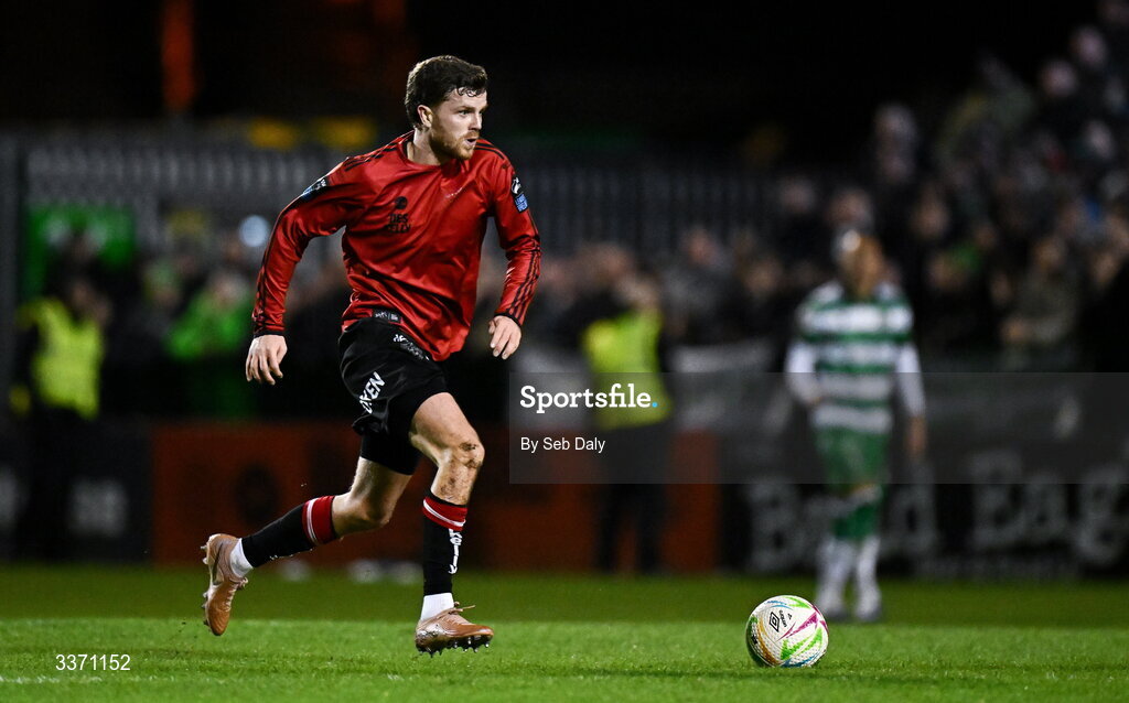27 February 2026; Adam McDonnell of Bohemians during the SSE Airtricity Men's Premier Division match between Bohemians and Shamrock Rovers at Dalymount Park in Dublin. Photo by Seb Daly/Sportsfile