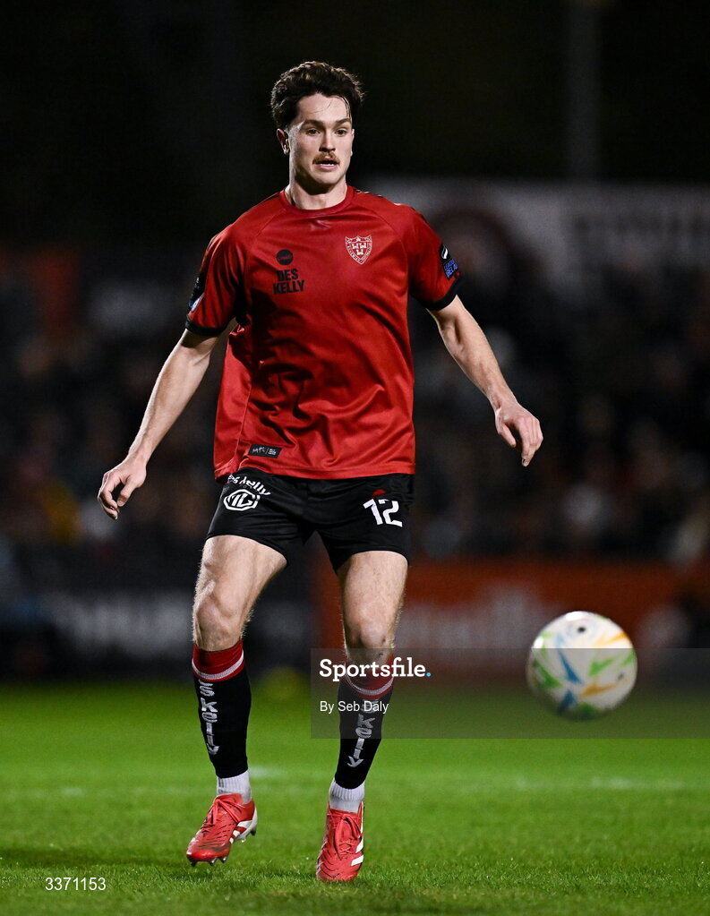 27 February 2026; Patrick Hickey of Bohemians during the SSE Airtricity Men's Premier Division match between Bohemians and Shamrock Rovers at Dalymount Park in Dublin. Photo by Seb Daly/Sportsfile