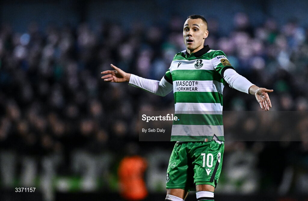 27 February 2026; Graham Burke of Shamrock Rovers during the SSE Airtricity Men's Premier Division match between Bohemians and Shamrock Rovers at Dalymount Park in Dublin. Photo by Seb Daly/Sportsfile