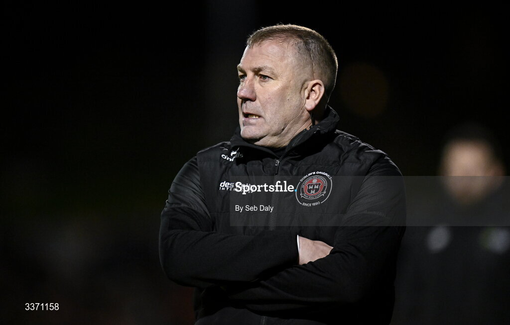 27 February 2026; Bohemians manager Alan Reynolds during the SSE Airtricity Men's Premier Division match between Bohemians and Shamrock Rovers at Dalymount Park in Dublin. Photo by Seb Daly/Sportsfile