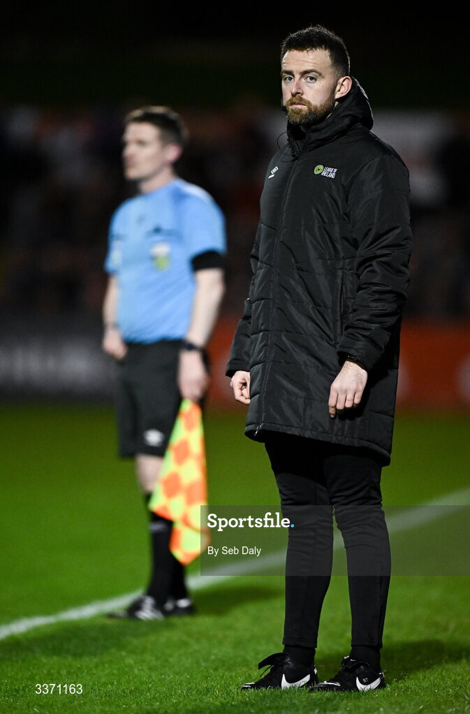 27 February 2026; Fourth official Declan Toland during the SSE Airtricity Men's Premier Division match between Bohemians and Shamrock Rovers at Dalymount Park in Dublin. Photo by Seb Daly/Sportsfile