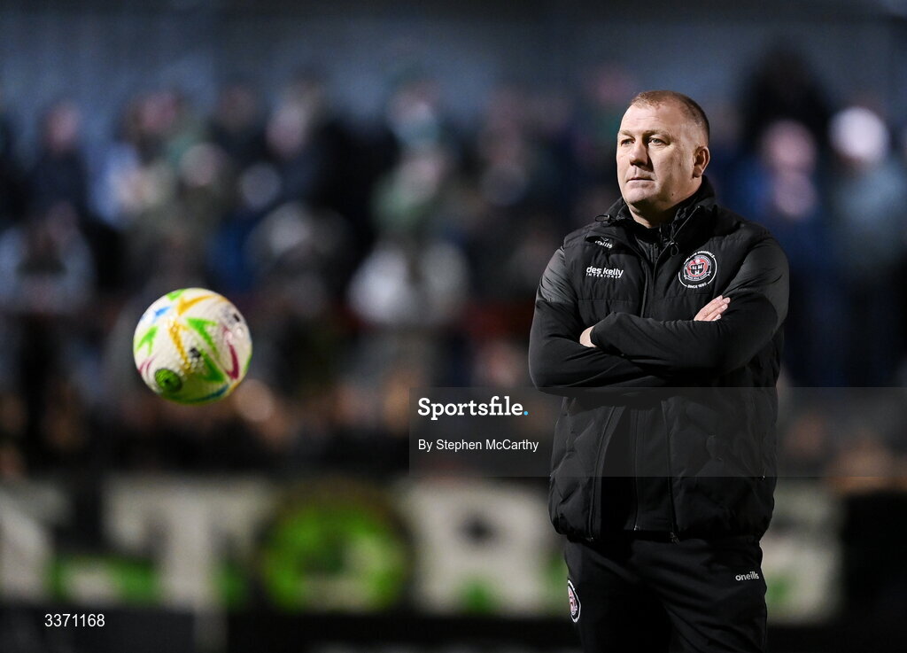 27 February 2026; Bohemians manager Alan Reynolds before the SSE Airtricity Men's Premier Division match between Bohemians and Shamrock Rovers at Dalymount Park in Dublin. Photo by Stephen McCarthy/Sportsfile
