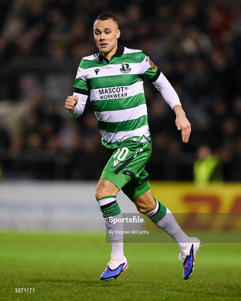 27 February 2026; Graham Burke of Shamrock Rovers during the SSE Airtricity Men's Premier Division match between Bohemians and Shamrock Rovers at Dalymount Park in Dublin.  Photo by Stephen McCarthy/Sportsfile