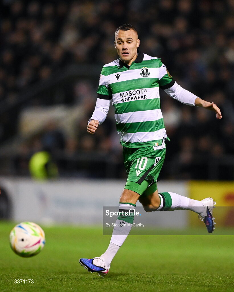 27 February 2026; Graham Burke of Shamrock Rovers during the SSE Airtricity Men's Premier Division match between Bohemians and Shamrock Rovers at Dalymount Park in Dublin.  Photo by Stephen McCarthy/Sportsfile