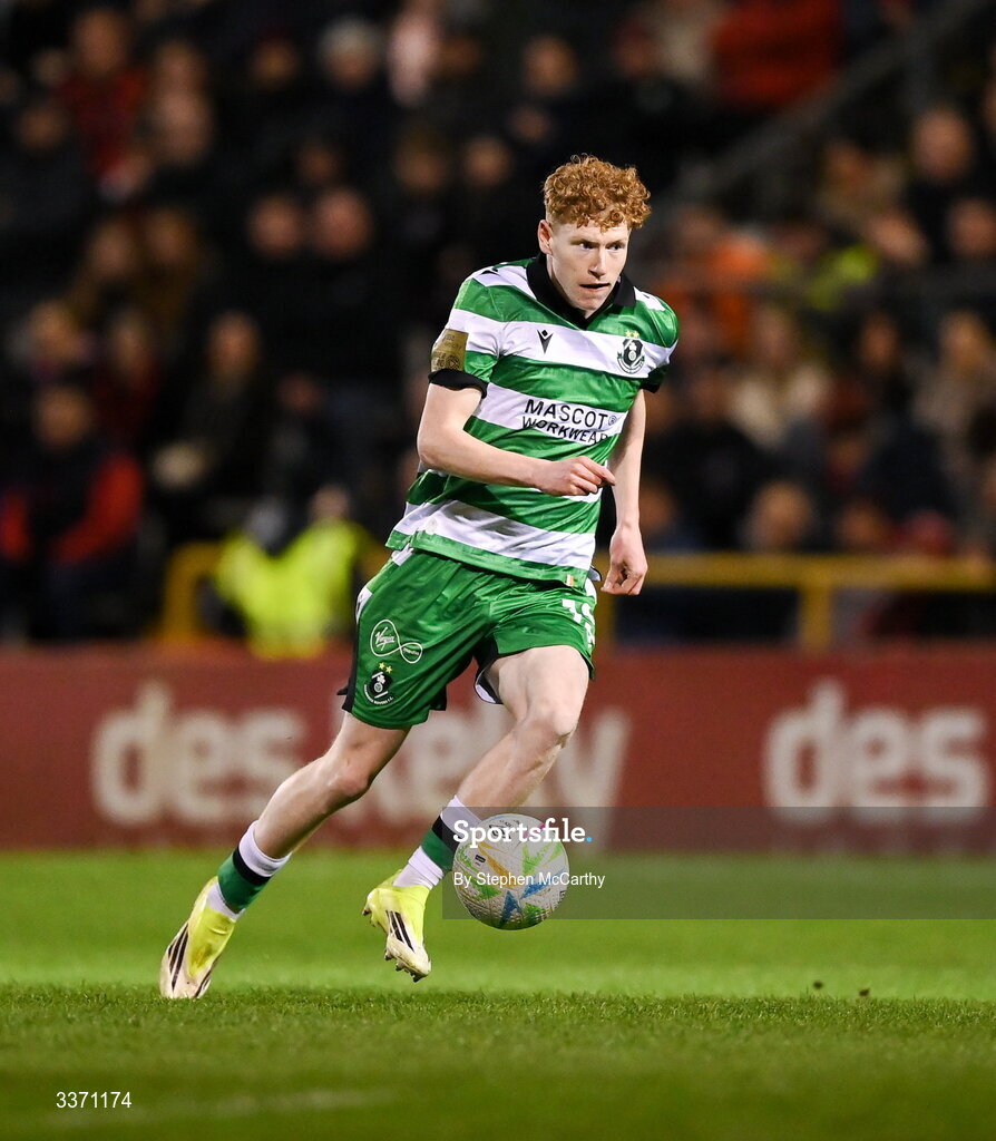 27 February 2026; Adam Brennan of Shamrock Rovers during the SSE Airtricity Men's Premier Division match between Bohemians and Shamrock Rovers at Dalymount Park in Dublin.  Photo by Stephen McCarthy/Sportsfile