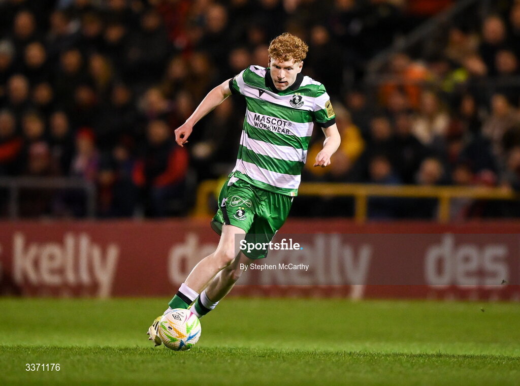27 February 2026; Adam Brennan of Shamrock Rovers during the SSE Airtricity Men's Premier Division match between Bohemians and Shamrock Rovers at Dalymount Park in Dublin.  Photo by Stephen McCarthy/Sportsfile