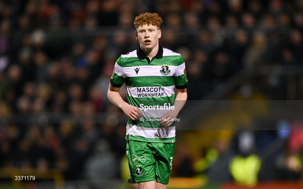 27 February 2026; Adam Brennan of Shamrock Rovers during the SSE Airtricity Men's Premier Division match between Bohemians and Shamrock Rovers at Dalymount Park in Dublin.  Photo by Stephen McCarthy/Sportsfile
