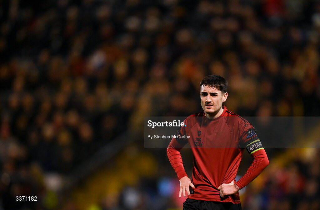 27 February 2026; Dawson Devoy of Bohemians during the SSE Airtricity Men's Premier Division match between Bohemians and Shamrock Rovers at Dalymount Park in Dublin.  Photo by Stephen McCarthy/Sportsfile