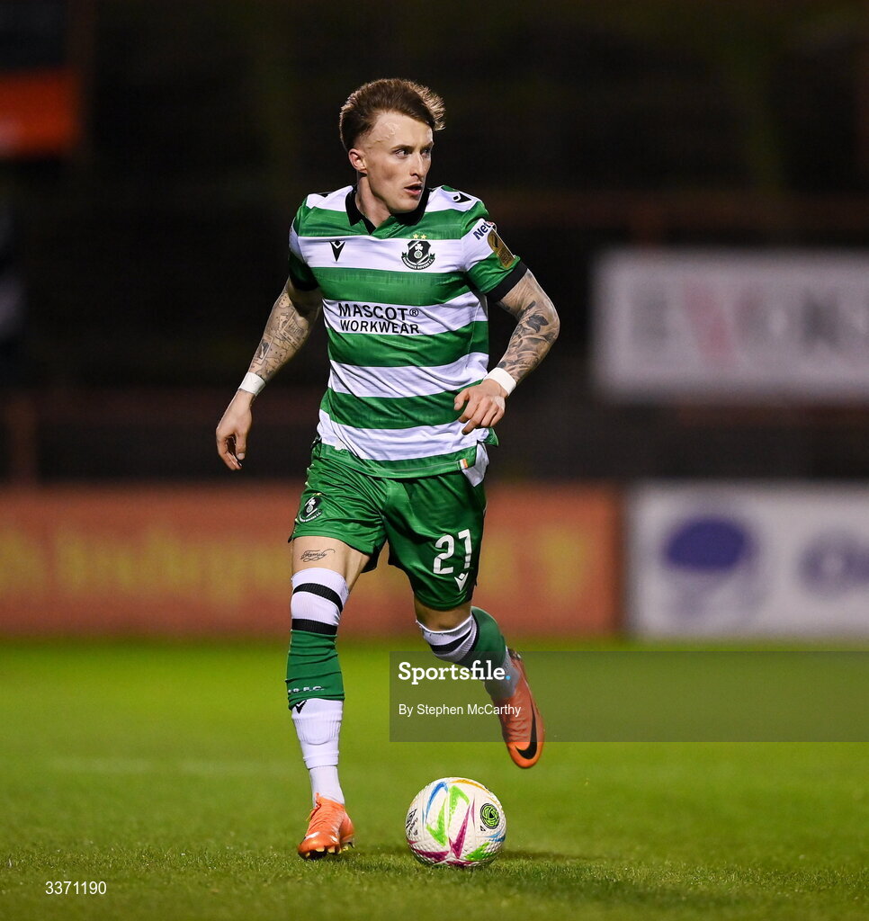 27 February 2026; Danny Grant of Shamrock Rovers during the SSE Airtricity Men's Premier Division match between Bohemians and Shamrock Rovers at Dalymount Park in Dublin.  Photo by Stephen McCarthy/Sportsfile