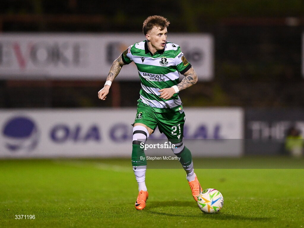 27 February 2026; Danny Grant of Shamrock Rovers during the SSE Airtricity Men's Premier Division match between Bohemians and Shamrock Rovers at Dalymount Park in Dublin. Photo by Stephen McCarthy/Sportsfile