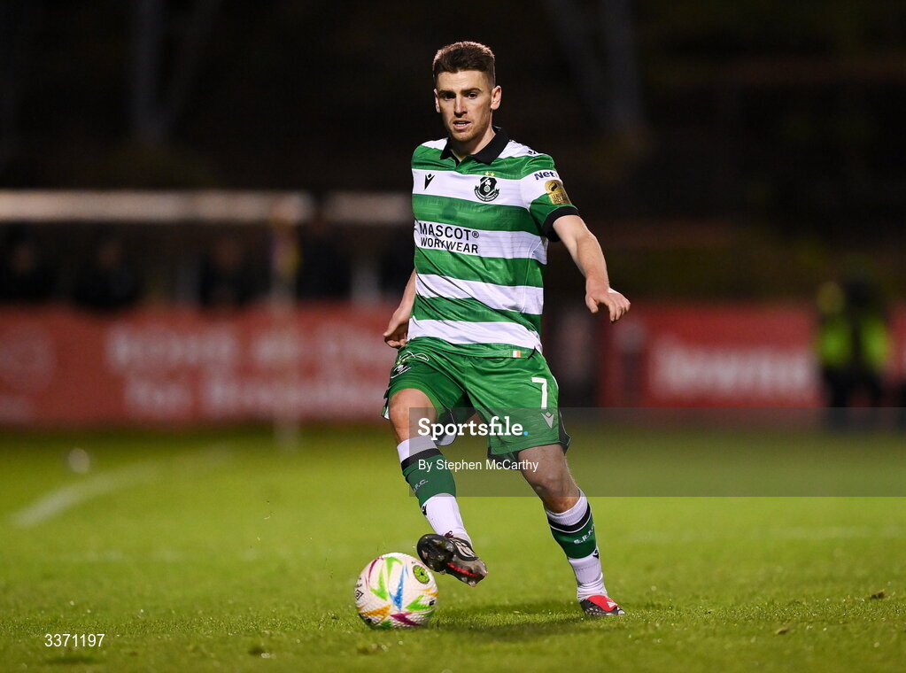 27 February 2026; Dylan Watts of Shamrock Rovers during the SSE Airtricity Men's Premier Division match between Bohemians and Shamrock Rovers at Dalymount Park in Dublin. Photo by Stephen McCarthy/Sportsfile
