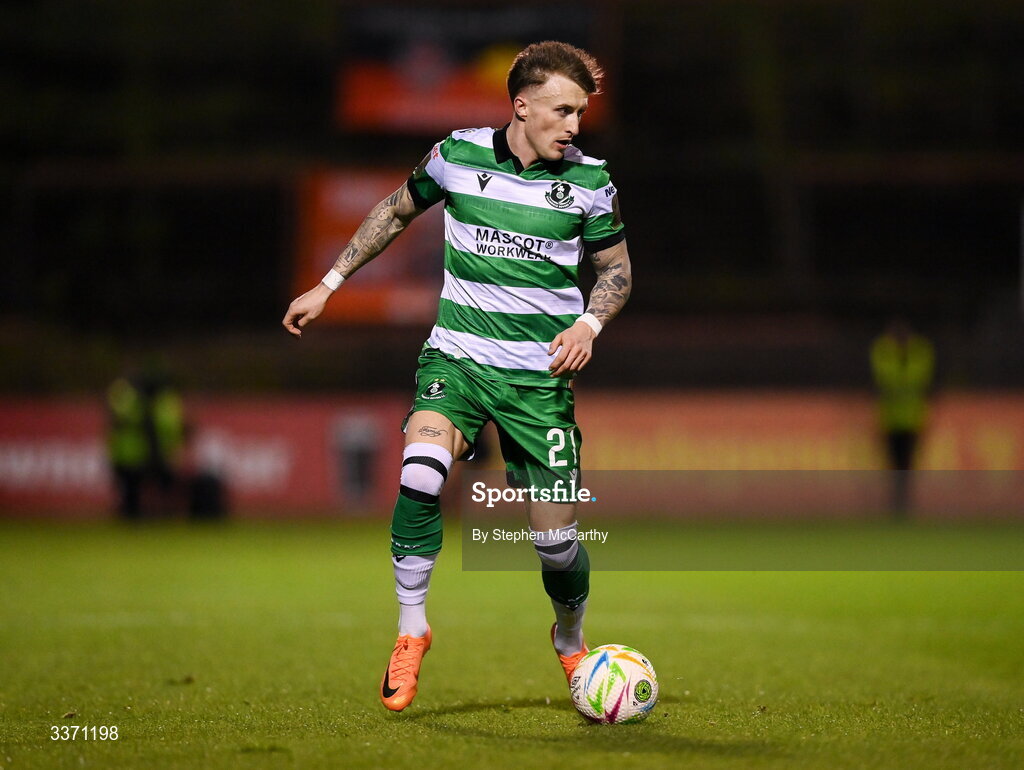 27 February 2026; Danny Grant of Shamrock Rovers during the SSE Airtricity Men's Premier Division match between Bohemians and Shamrock Rovers at Dalymount Park in Dublin.  Photo by Stephen McCarthy/Sportsfile