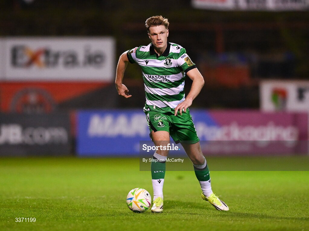 27 February 2026; Daniel Cleary of Shamrock Rovers during the SSE Airtricity Men's Premier Division match between Bohemians and Shamrock Rovers at Dalymount Park in Dublin. Photo by Stephen McCarthy/Sportsfile