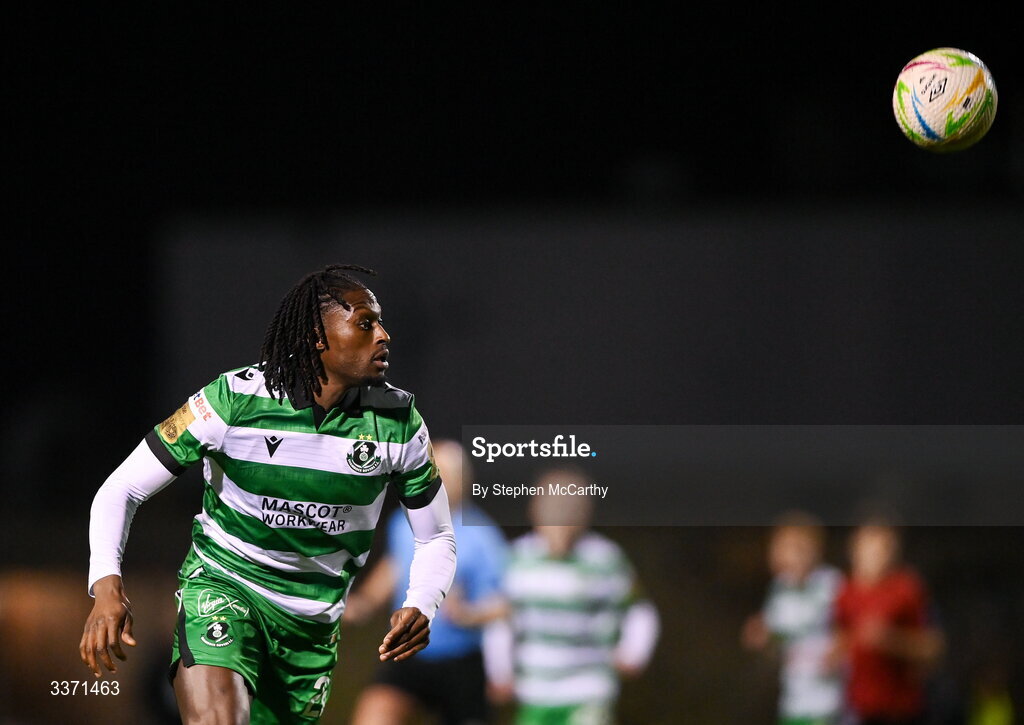 27 February 2026; Tunmise Sobowale of Shamrock Rovers during the SSE Airtricity Men's Premier Division match between Bohemians and Shamrock Rovers at Dalymount Park in Dublin.  Photo by Stephen McCarthy/Sportsfile