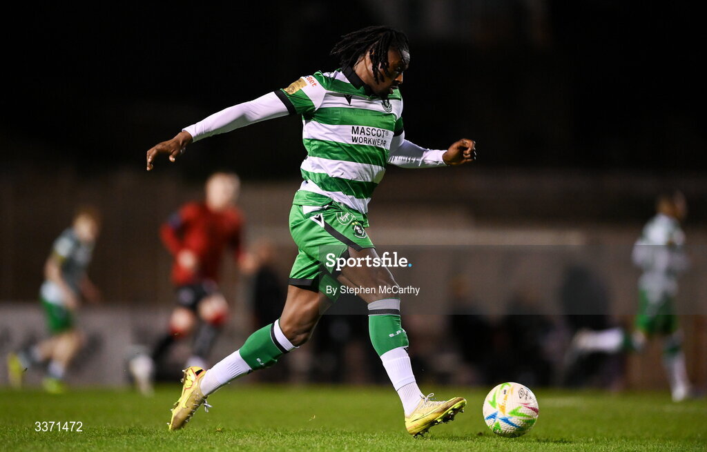27 February 2026; Tunmise Sobowale of Shamrock Rovers during the SSE Airtricity Men's Premier Division match between Bohemians and Shamrock Rovers at Dalymount Park in Dublin.  Photo by Stephen McCarthy/Sportsfile