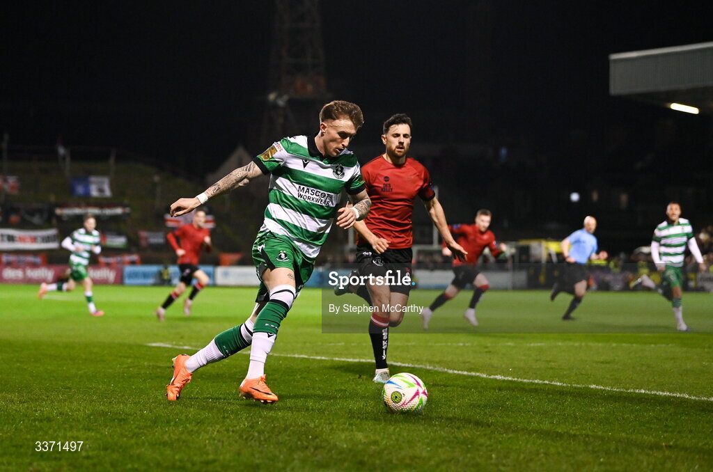 27 February 2026; Danny Grant of Shamrock Rovers during the SSE Airtricity Men's Premier Division match between Bohemians and Shamrock Rovers at Dalymount Park in Dublin.  Photo by Stephen McCarthy/Sportsfile