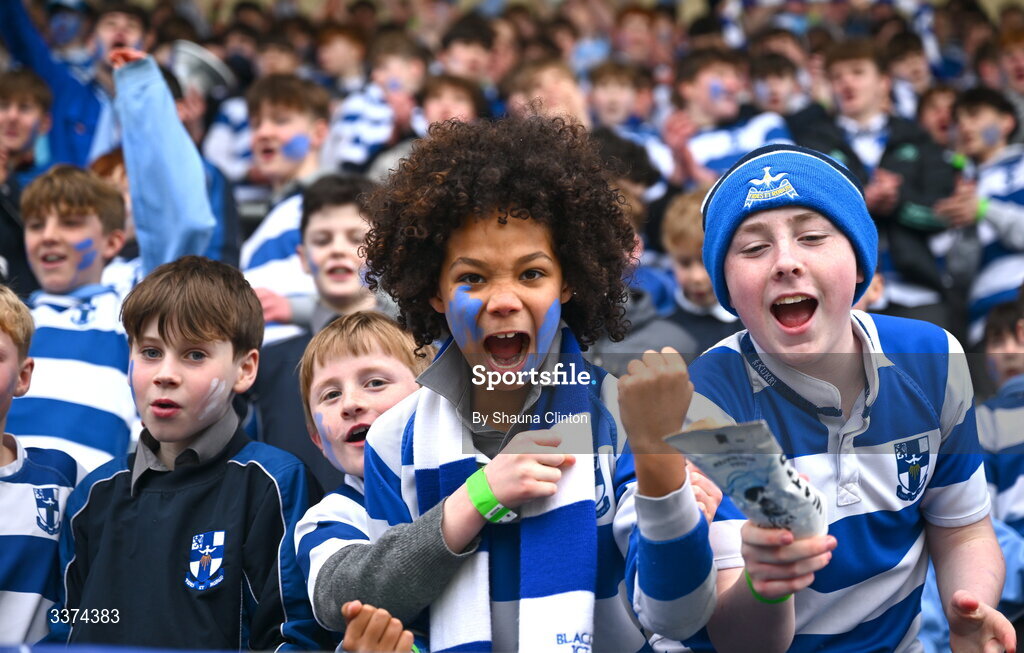 2 March 2026; Blackrock College supporters during the Bank of Ireland Leinster Rugby Boys Schools Senior Cup semi-final match between St Michael's College and Blackrock College at Energia Park in Dublin. Photo by Shauna Clinton/Sportsfile