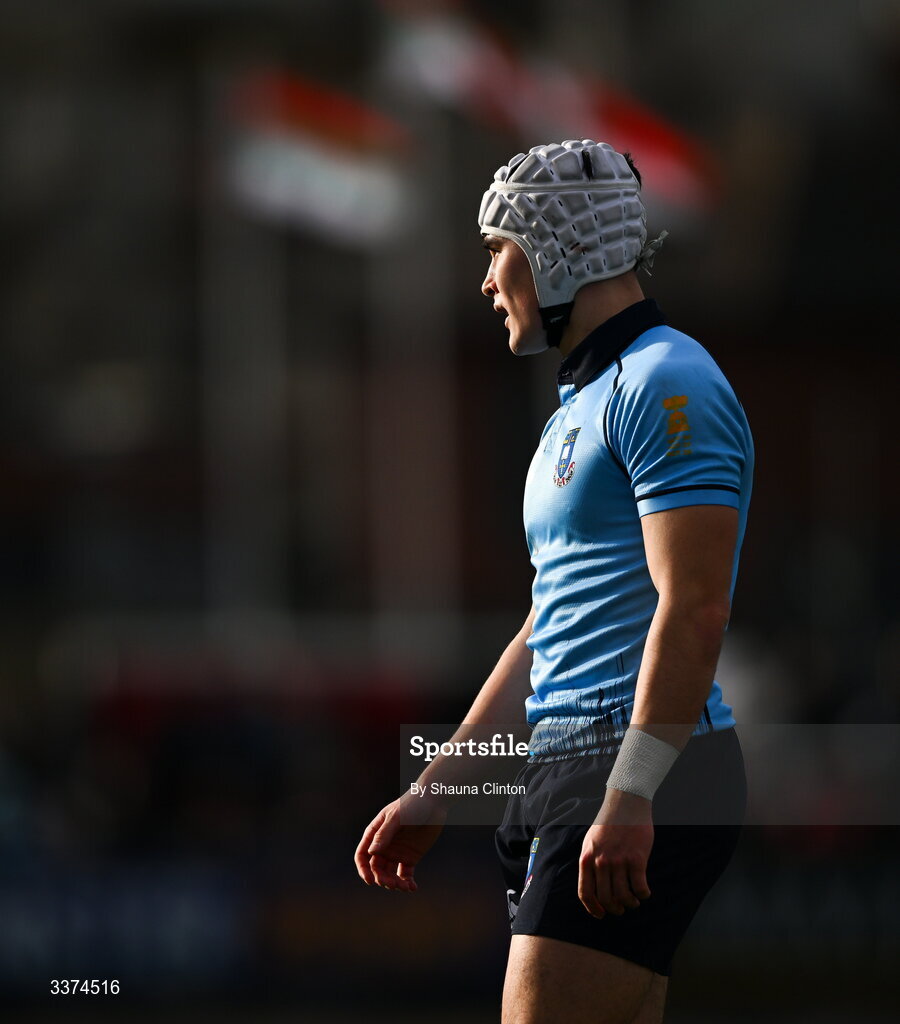 2 March 2026; Eoin Loo of St Michael's College during the Bank of Ireland Leinster Rugby Boys Schools Senior Cup semi-final match between St Michael's College and Blackrock College at Energia Park in Dublin. Photo by Shauna Clinton/Sportsfile