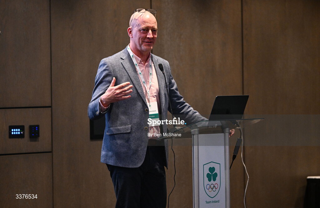 4 March 2026; OFI president Lochlann Walsh during an Olympic Federation of Ireland members event at the Clayton Hotel, Cardiff Lane in Dublin. Photo by Ben McShane/Sportsfile