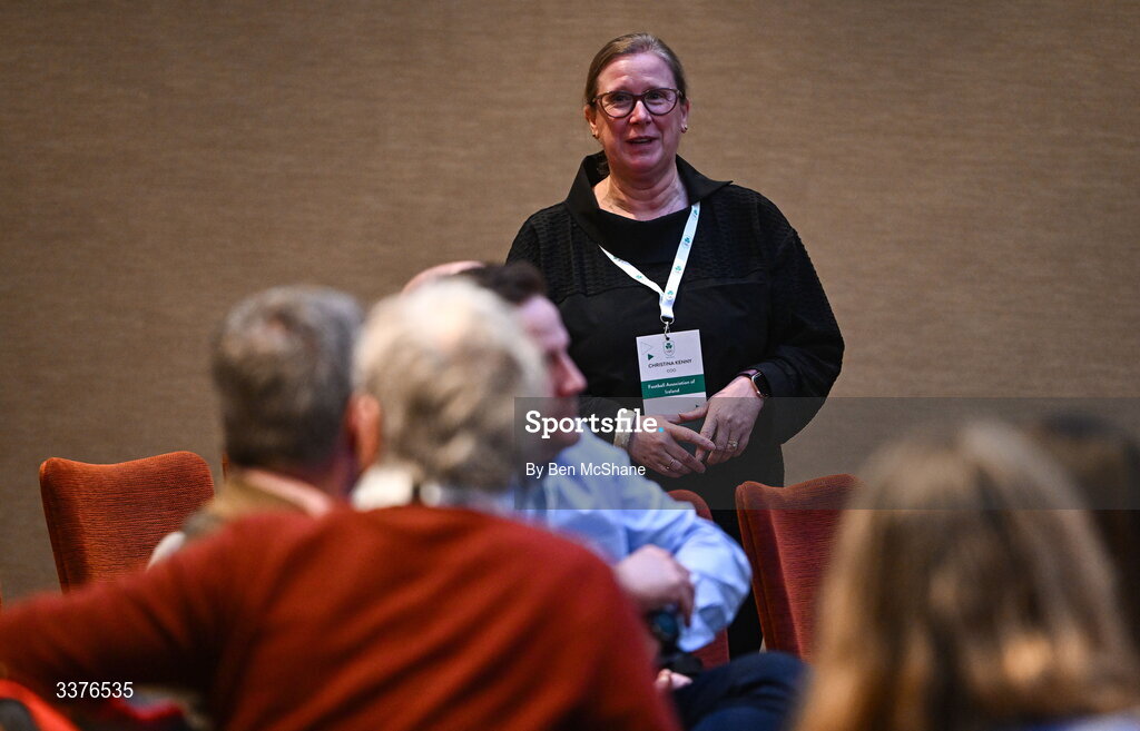 4 March 2026; FAI chief operating officer Christina Kenna during an Olympic Federation of Ireland members event at the Clayton Hotel, Cardiff Lane in Dublin. Photo by Ben McShane/Sportsfile