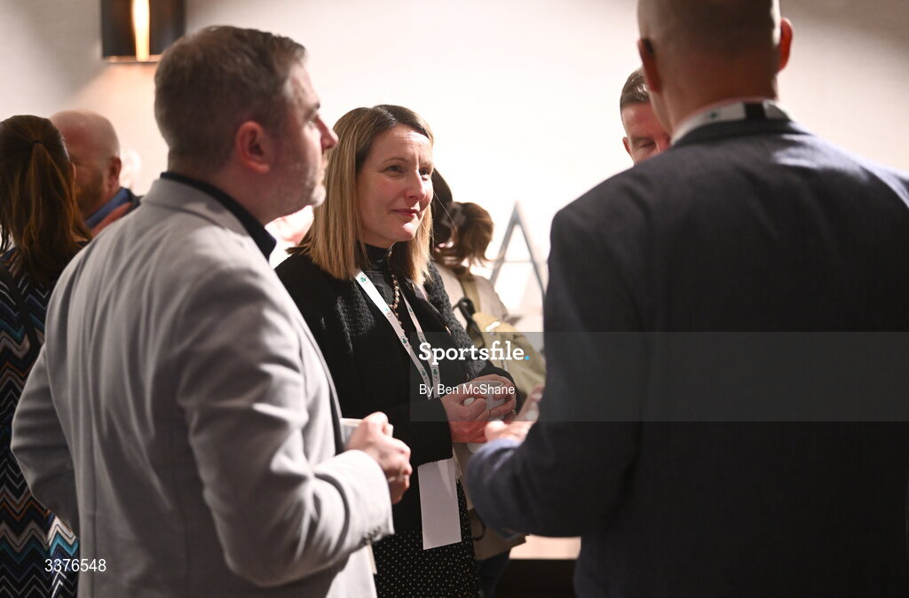 4 March 2026; Networking during an Olympic Federation of Ireland members event at the Clayton Hotel, Cardiff Lane in Dublin. Photo by Ben McShane/Sportsfile