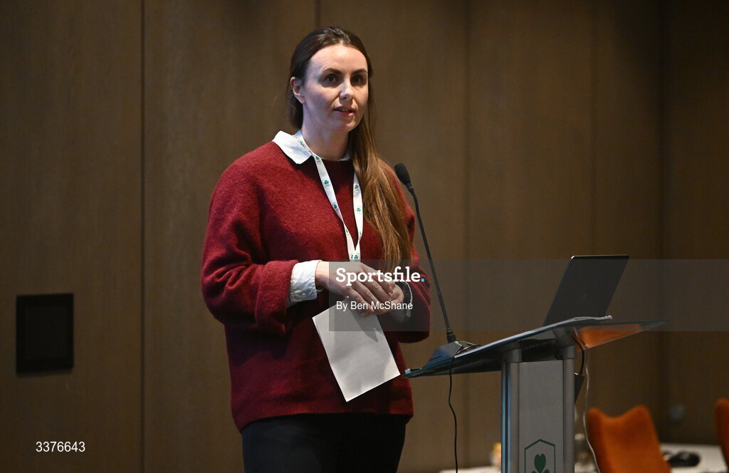 4 March 2026; Chair of the Athletes Commission Aifric Keogh during an Olympic Federation of Ireland members event at the Clayton Hotel, Cardiff Lane in Dublin. Photo by Ben McShane/Sportsfile