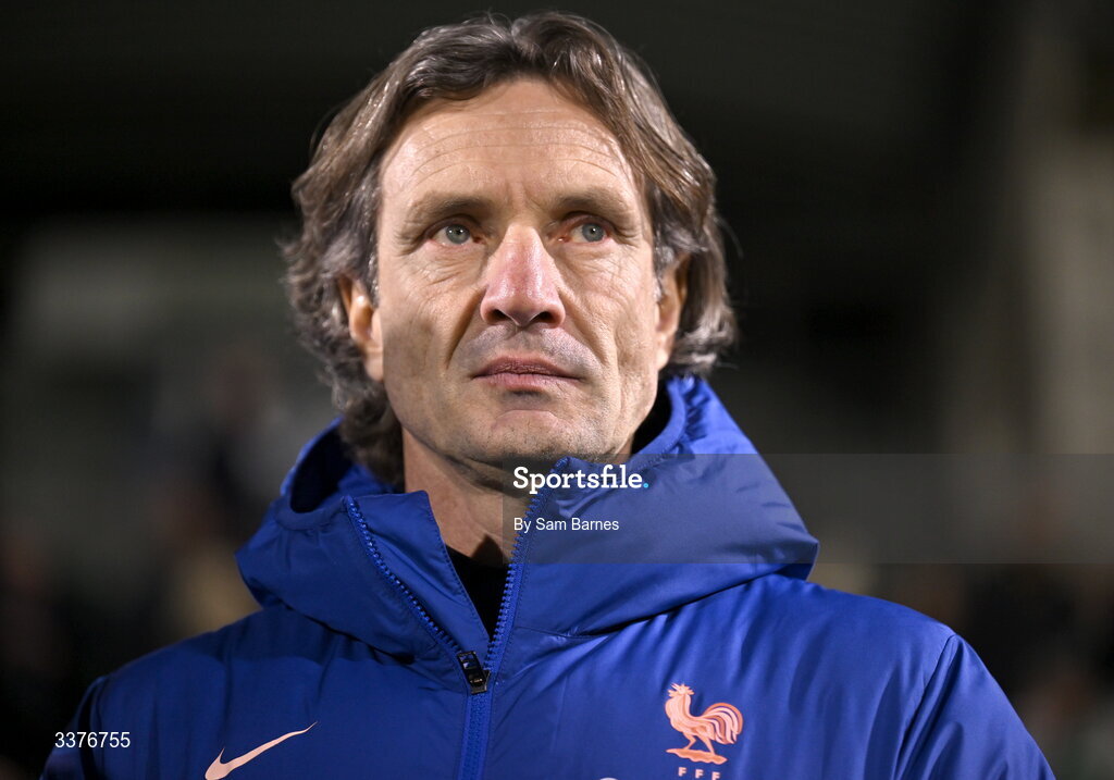 3 March 2026; France head coach Laurent Bonadei before the 2027 FIFA Women’s World Cup Qualifier match between Republic of Ireland and France at Tallaght Stadium in Dublin. Photo by Sam Barnes/Sportsfile