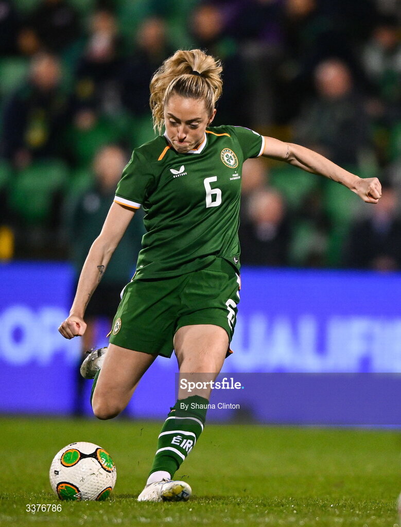 3 March 2026; Megan Connolly of Republic of Ireland during the 2027 FIFA Women’s World Cup Qualifier match between Republic of Ireland and France at Tallaght Stadium in Dublin. Photo by Shauna Clinton/Sportsfile