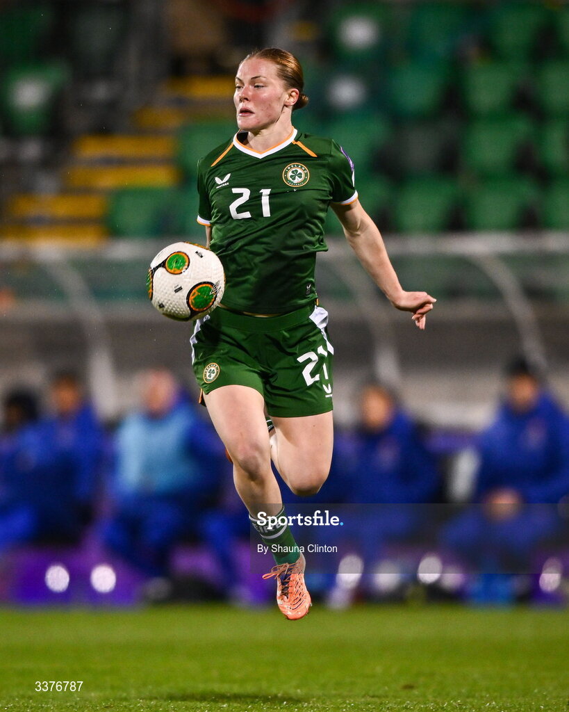 3 March 2026; Emily Murphy of Republic of Ireland during the 2027 FIFA Women’s World Cup Qualifier match between Republic of Ireland and France at Tallaght Stadium in Dublin. Photo by Shauna Clinton/Sportsfile