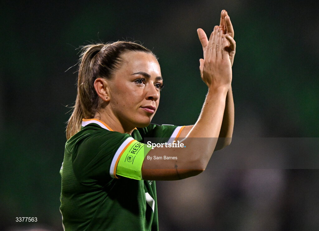 3 March 2026; Katie McCabe of Republic of Ireland after the 2027 FIFA Women’s World Cup Qualifier match between Republic of Ireland and France at Tallaght Stadium in Dublin. Photo by Sam Barnes/Sportsfile