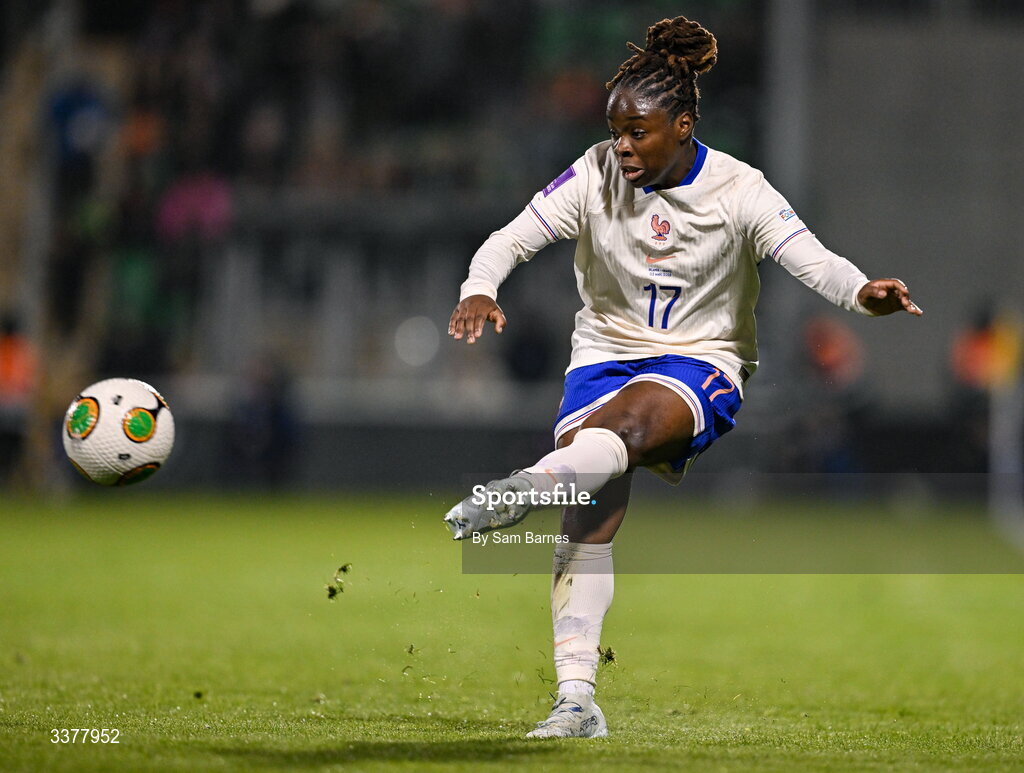 3 March 2026; Sandy Baltimore of France during the 2027 FIFA Women’s World Cup Qualifier match between Republic of Ireland and France at Tallaght Stadium in Dublin. Photo by Sam Barnes/Sportsfile
