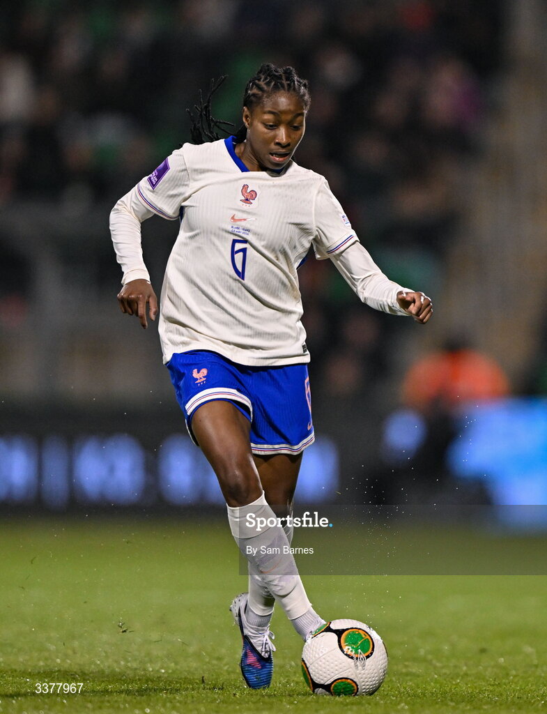 3 March 2026; Oriane Jean-François of France during the 2027 FIFA Women’s World Cup Qualifier match between Republic of Ireland and France at Tallaght Stadium in Dublin. Photo by Sam Barnes/Sportsfile