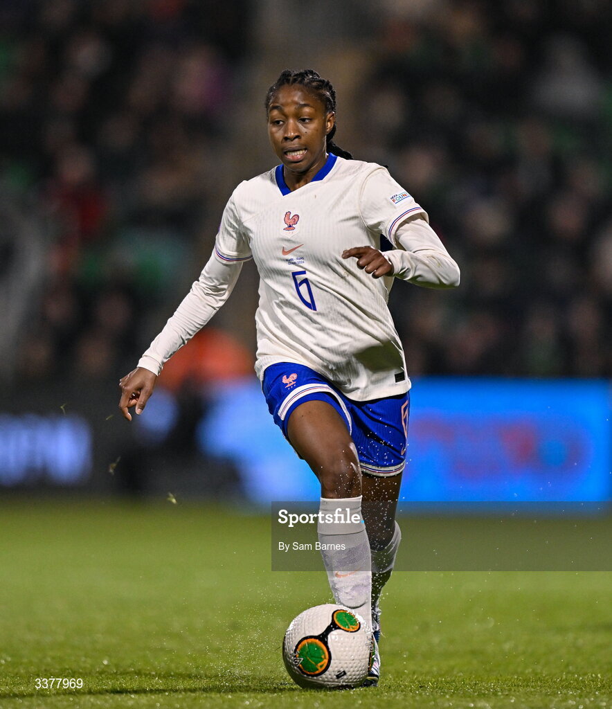 3 March 2026; Oriane Jean-François of France during the 2027 FIFA Women’s World Cup Qualifier match between Republic of Ireland and France at Tallaght Stadium in Dublin. Photo by Sam Barnes/Sportsfile