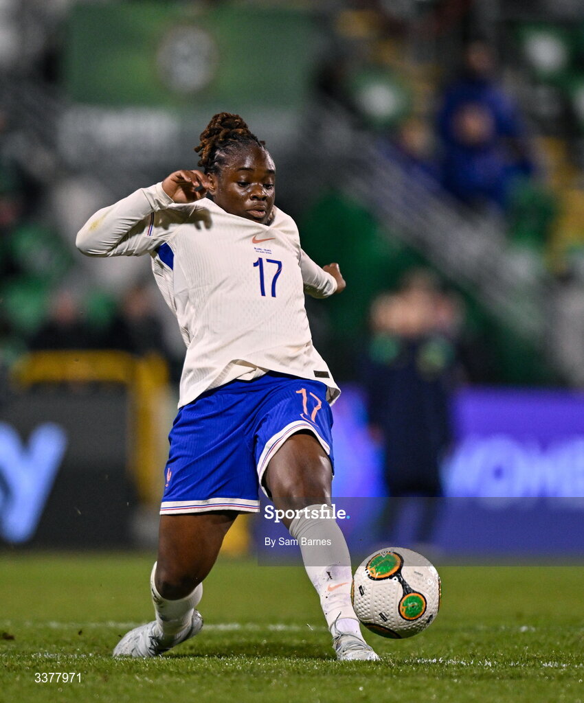 3 March 2026; Sandy Baltimore of France during the 2027 FIFA Women’s World Cup Qualifier match between Republic of Ireland and France at Tallaght Stadium in Dublin. Photo by Sam Barnes/Sportsfile