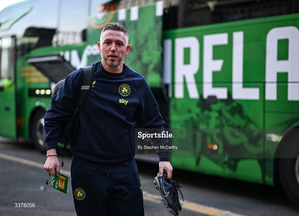 3 March 2026; Republic of Ireland assistant coach Gary Cronin arrives for the 2027 FIFA Women’s World Cup Qualifier match between Republic of Ireland and France at Tallaght Stadium in Dublin. Photo by Stephen McCarthy/Sportsfile
