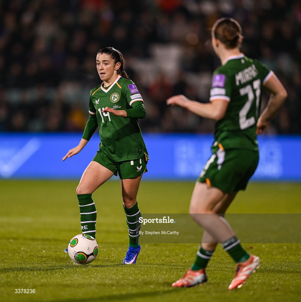 3 March 2026; Marissa Sheva of Republic of Ireland during the 2027 FIFA Women’s World Cup Qualifier match between Republic of Ireland and France at Tallaght Stadium in Dublin. Photo by Stephen McCarthy/Sportsfile
